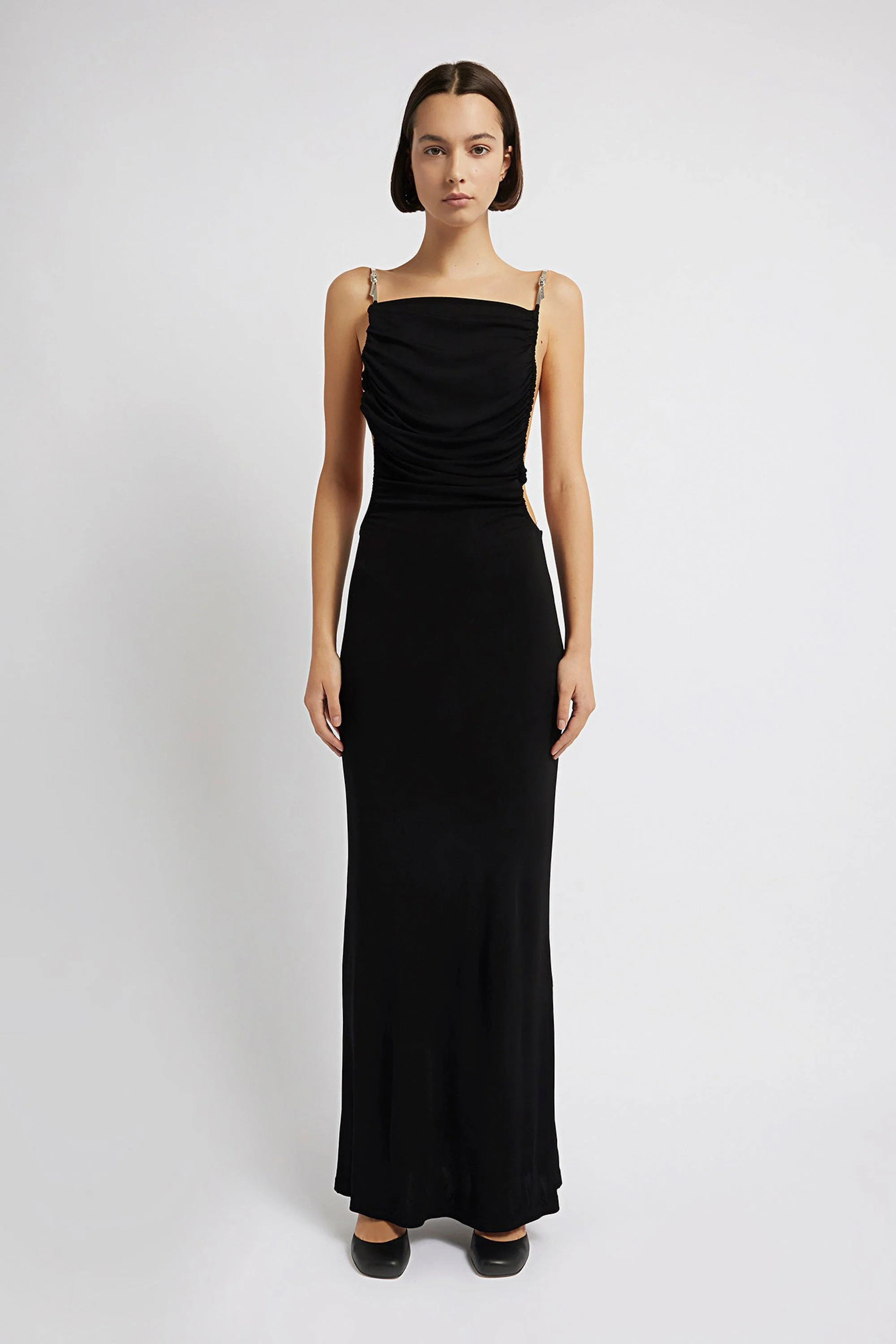 Christopher Esber SCULPTED STRAPPED RUCHED DRESS - Black