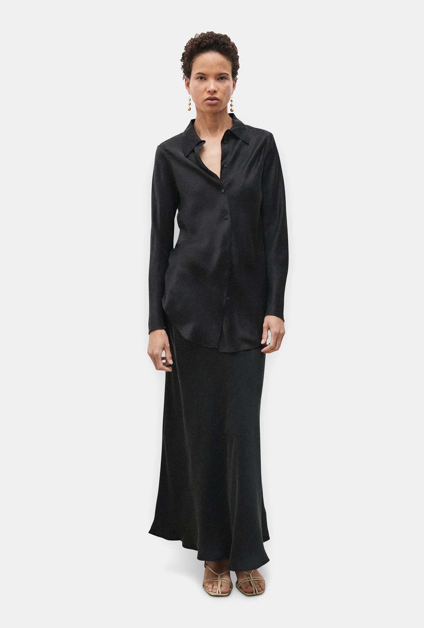Silk Laundry BIAS CUT SHIRT - BLACK