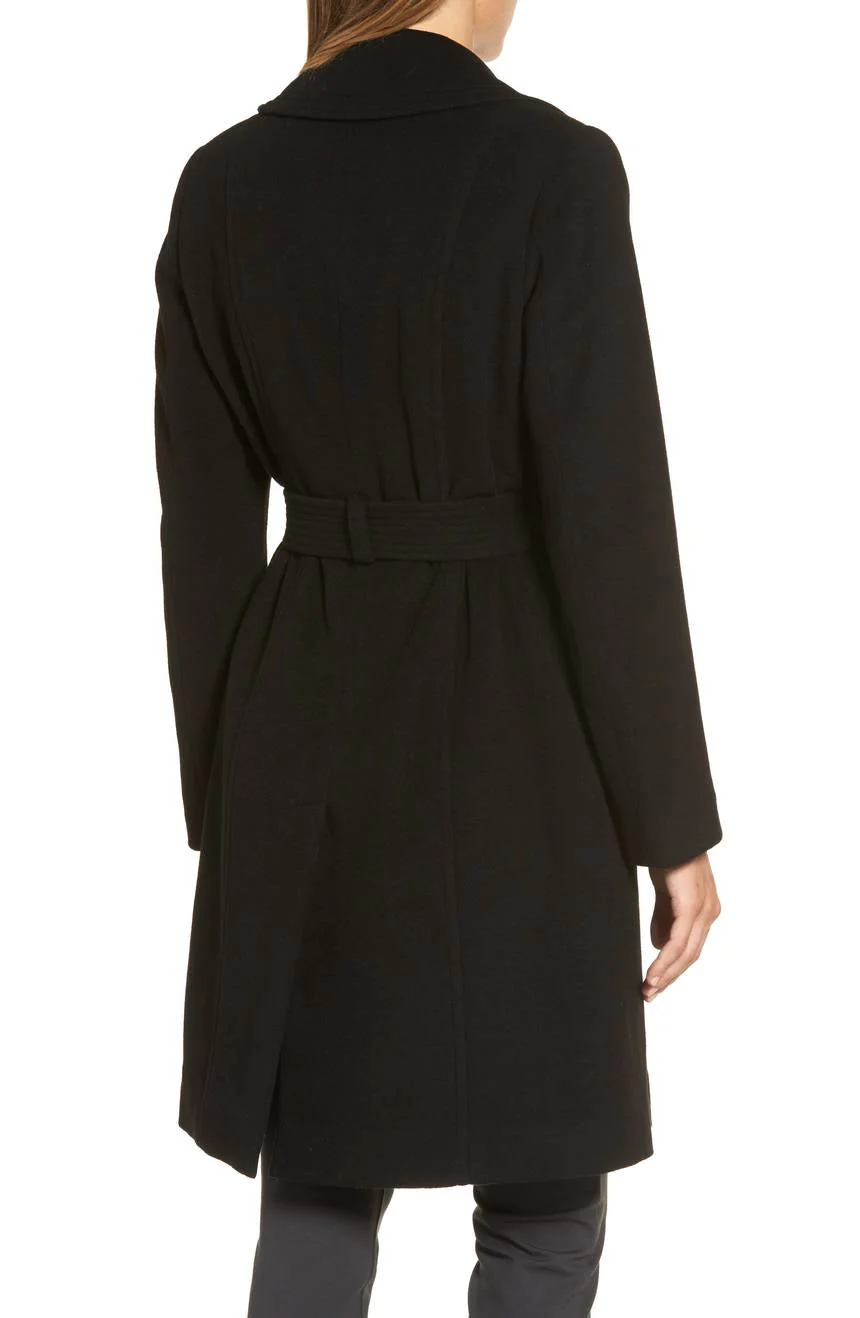 Diane von Furstenberg Double Breasted Tie Waist Wool Coat - Black - Image 11