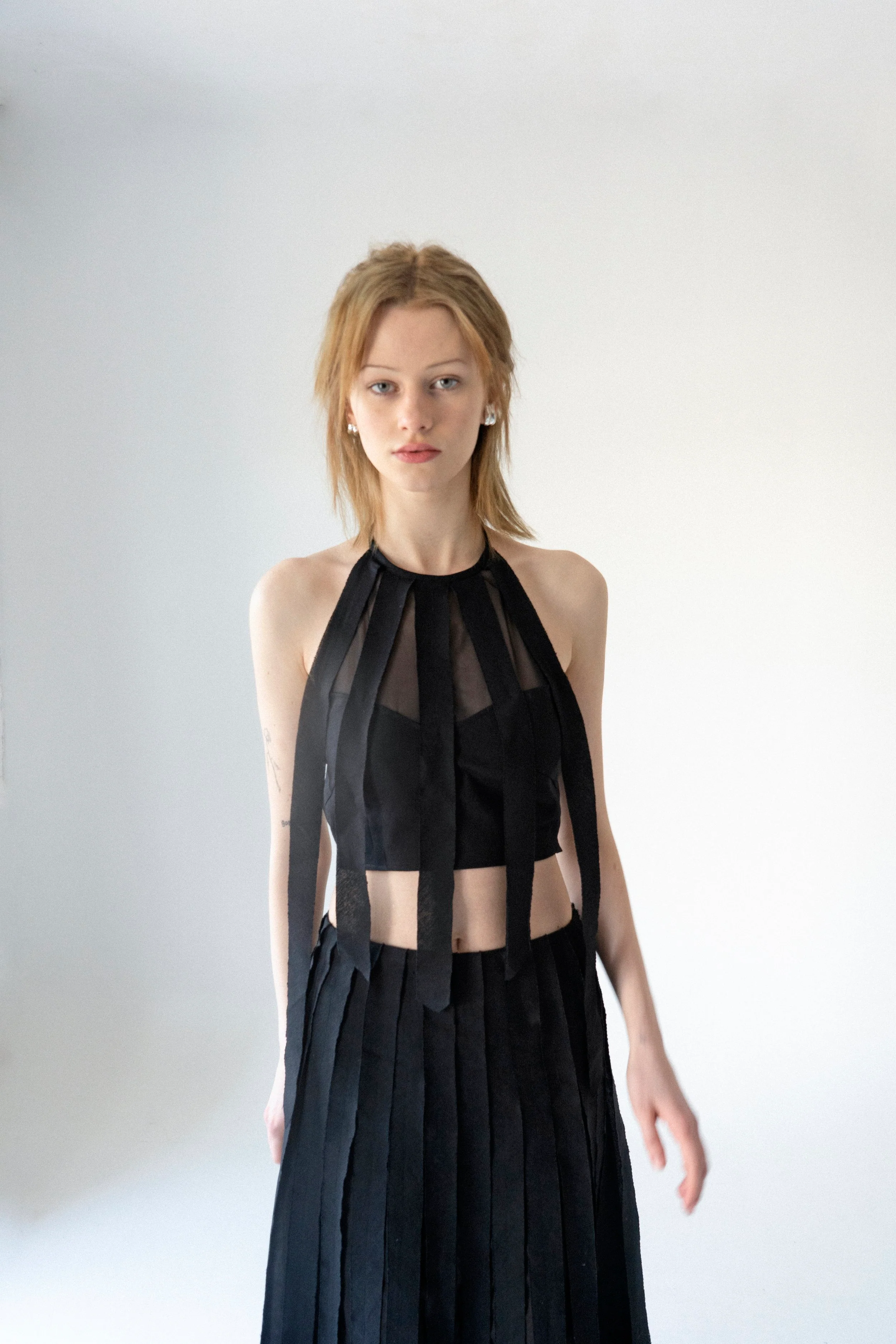 K M by L A N G E Lapsha Linen Top - Black