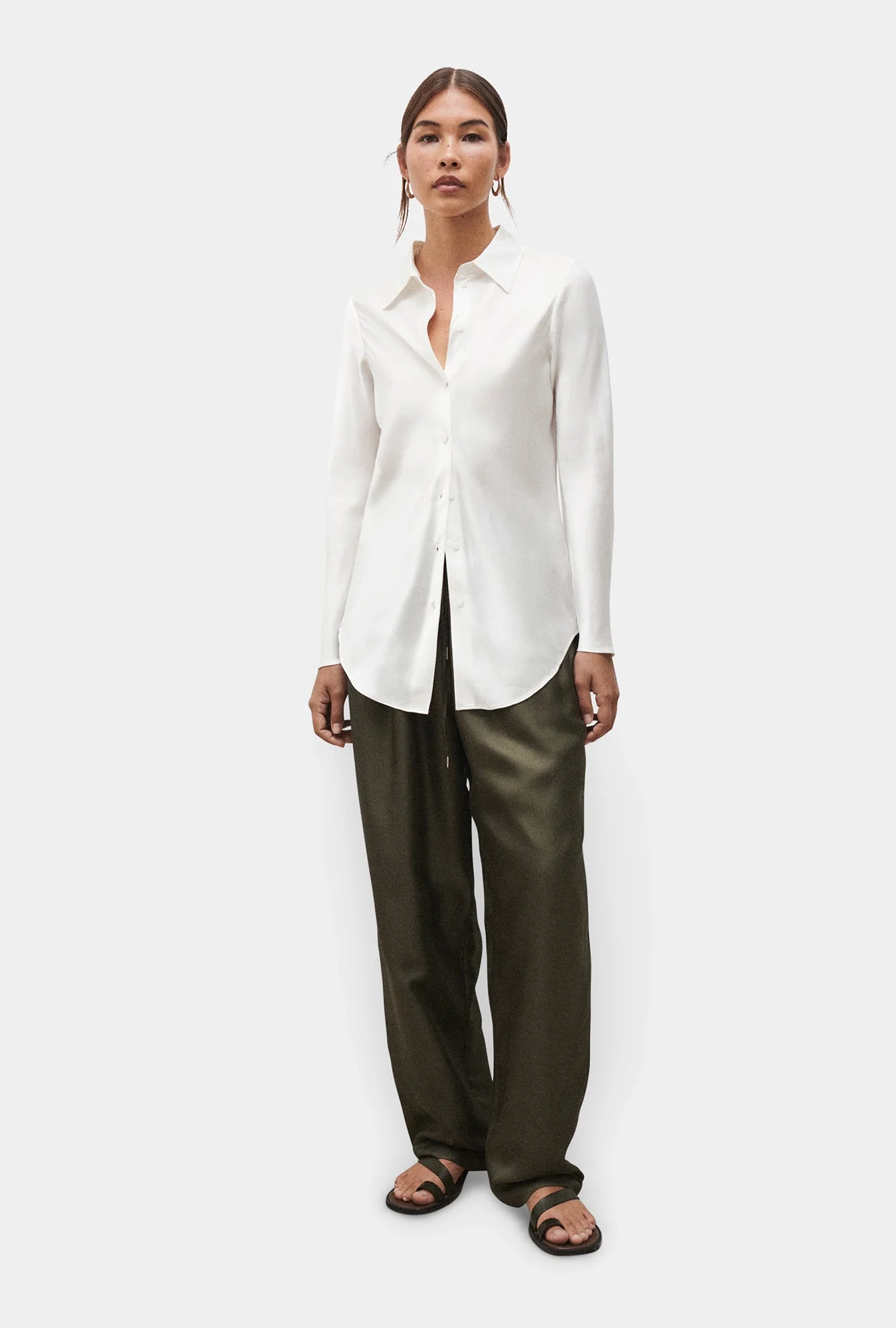 Silk Laundry BIAS CUT SHIRT - WHITE