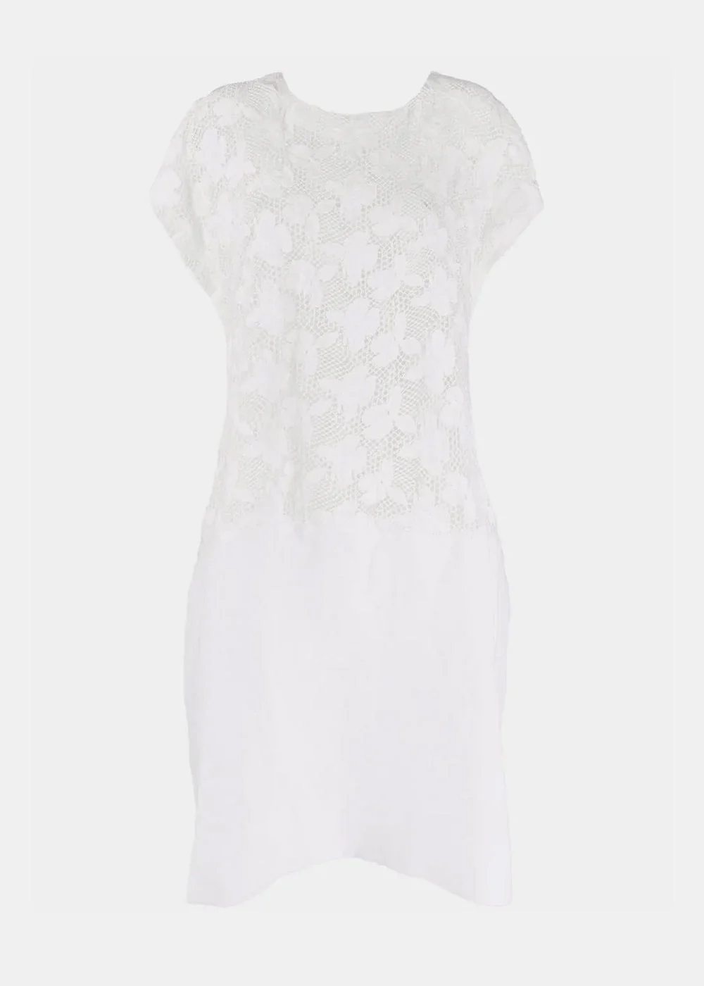 Comme des Garçons Floral-Embroidered Mesh T-shirt Dress - White