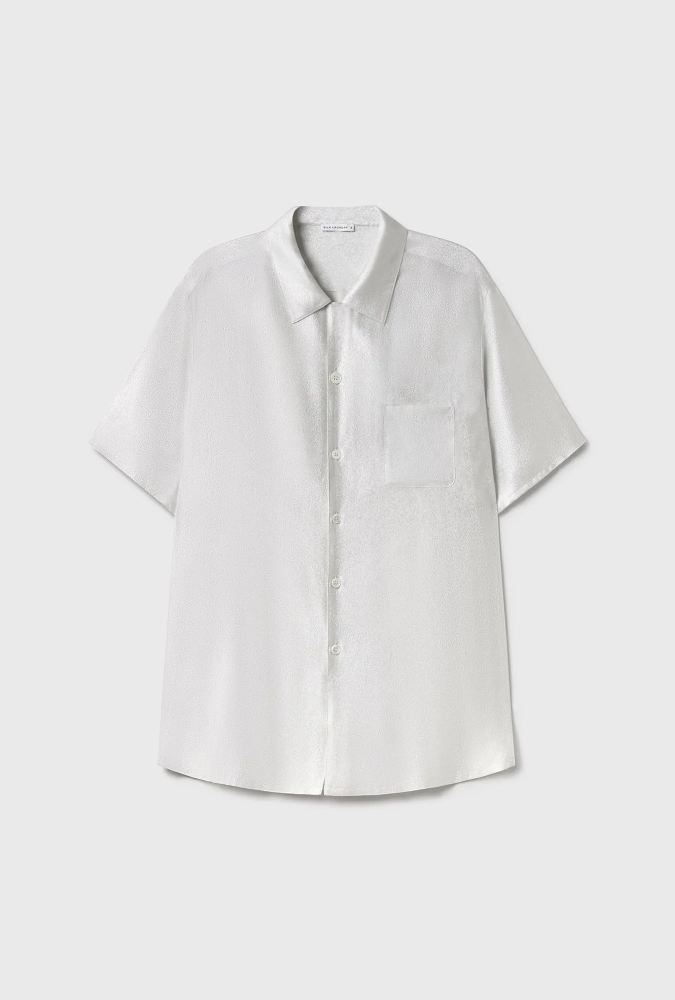 Silk Laundry Camp Shirt - Silver Foil