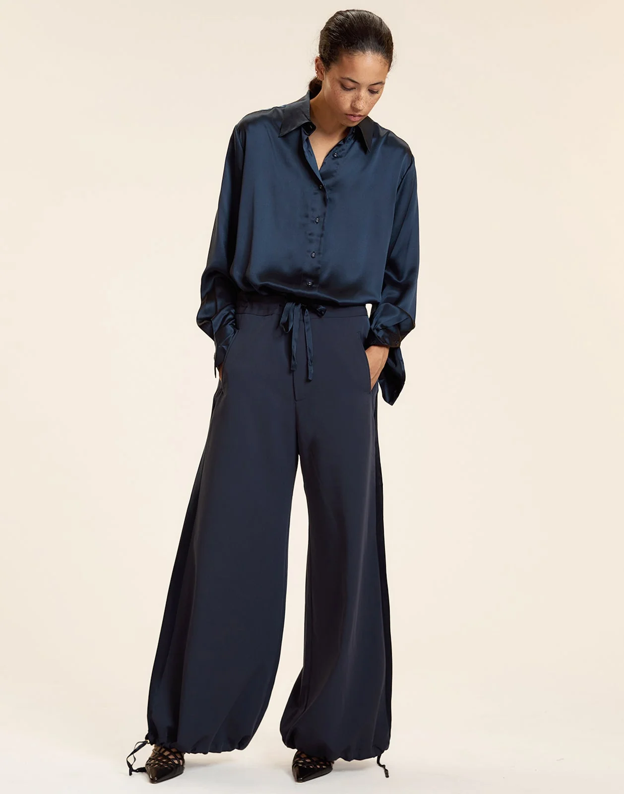 Cynthia Rowley Collectible Silk Shirt - Navy - Image 2
