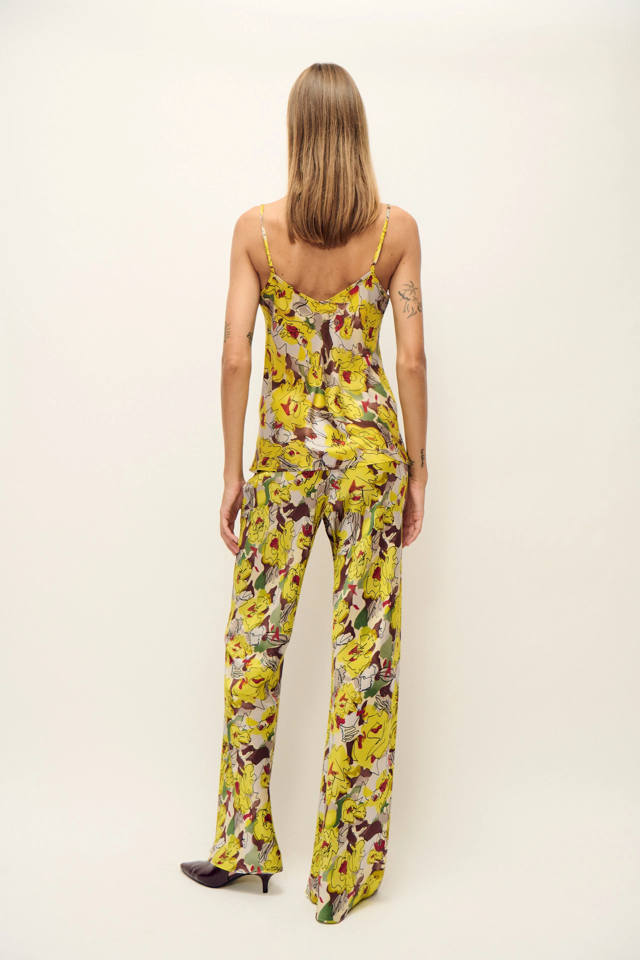 Silk Laundry Bias Cut Pants - Sunflower Floral - Image 3