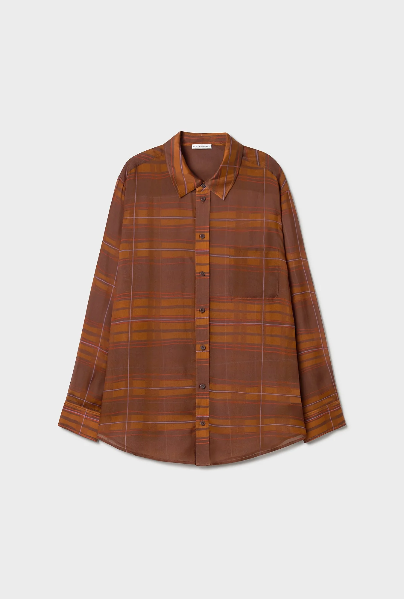 Silk Laundry Chiffon Boyfriend Shirt - Root Plaid