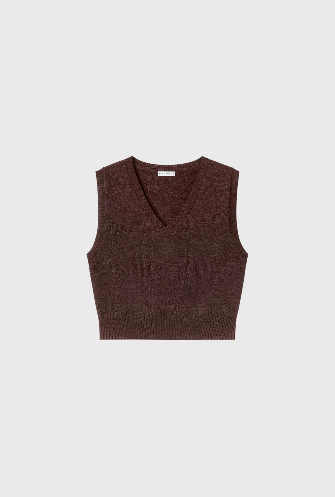 Silk Laundry Wool V-Neck Sweater Vest - Root
