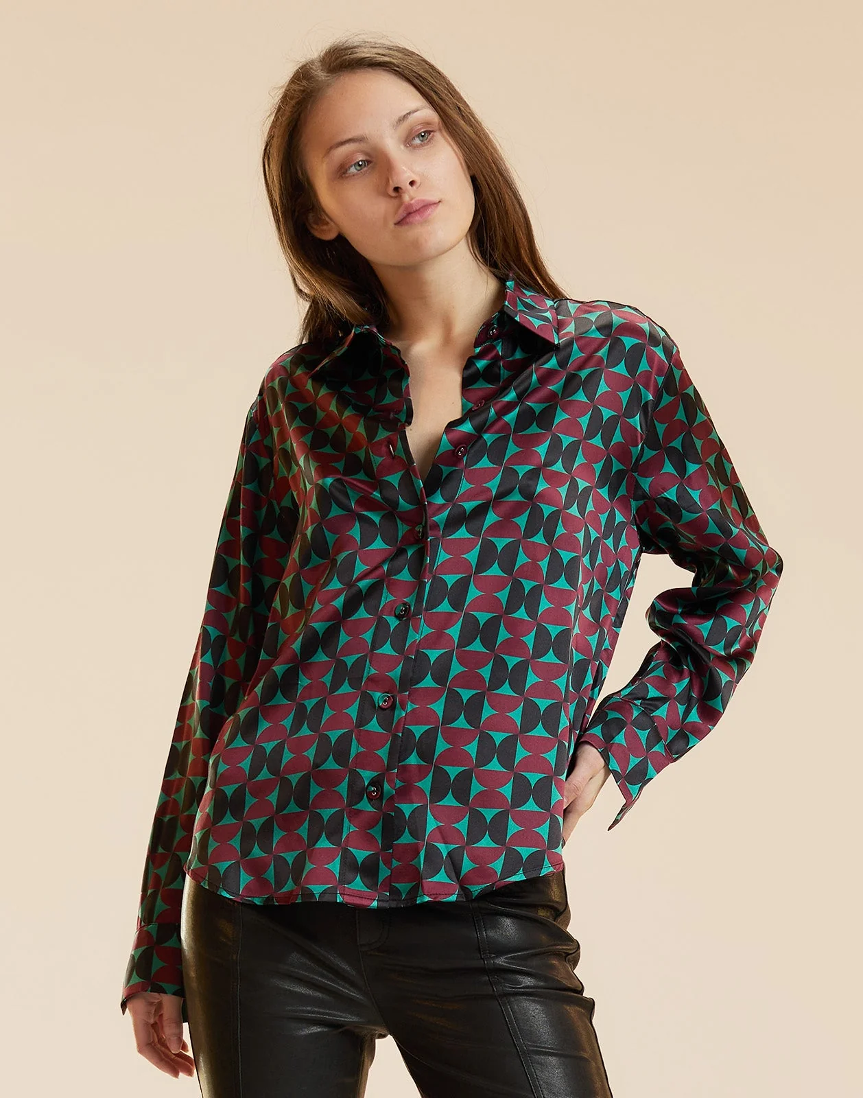 Cynthia Rowley Collectible Silk Shirt - Burgundy