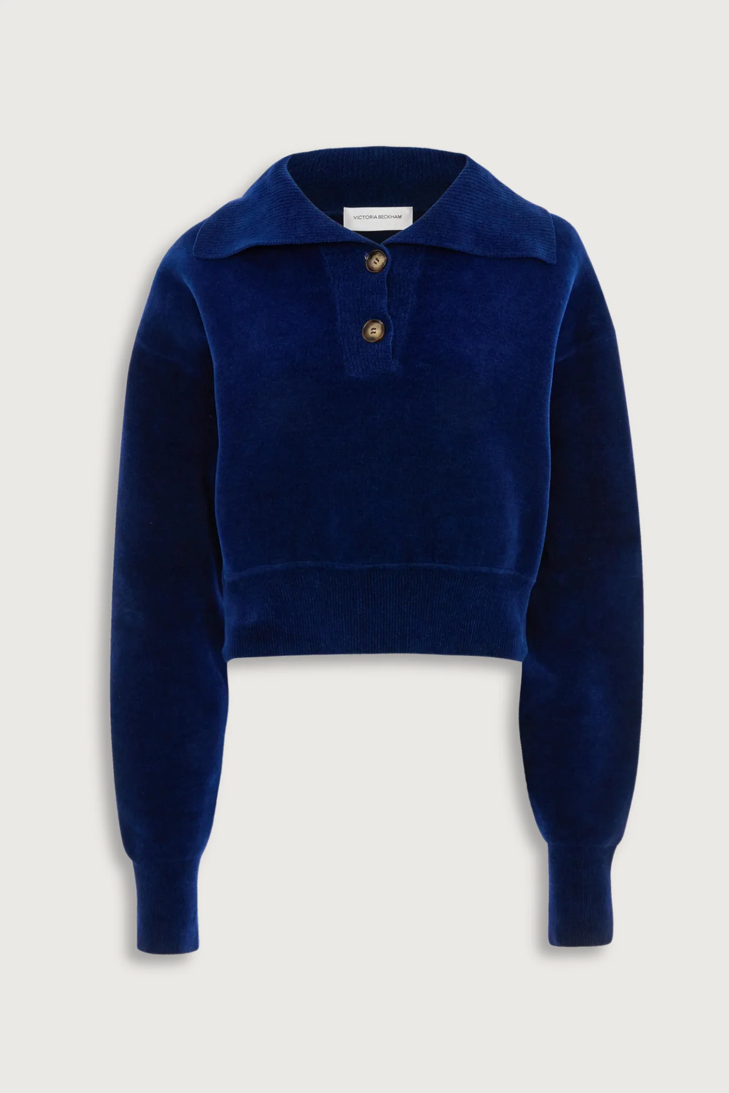 Victoria Beckham Collared Cropped Top - Bright Navy