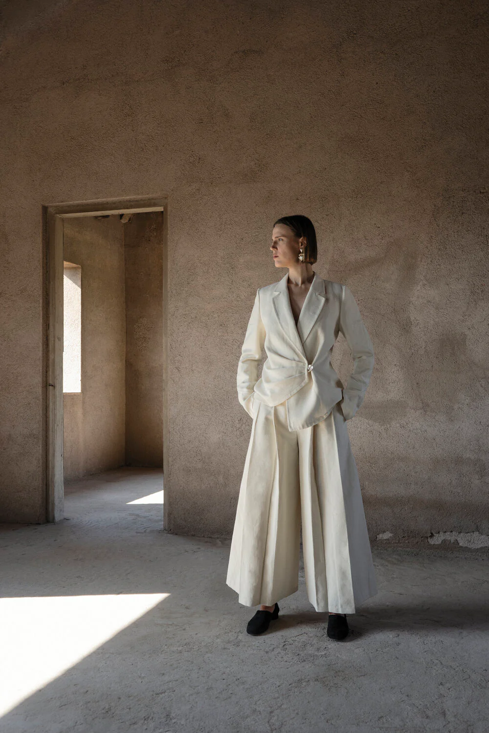 K M by L A N G E Folds Jacket - Cream Butter - Image 5