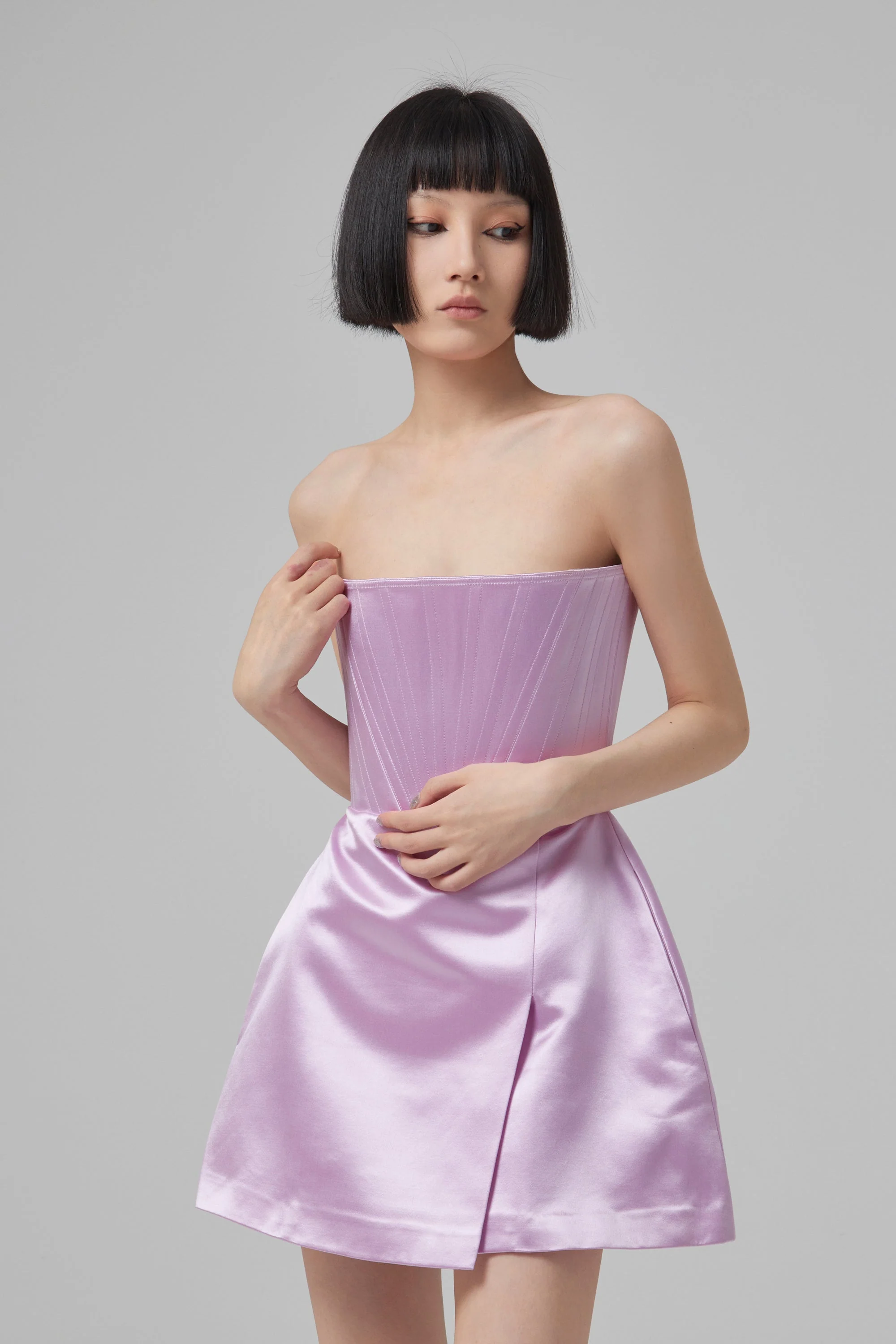 ALEX PERRY Briar Duchess Satin Strapless Dress - Lilac