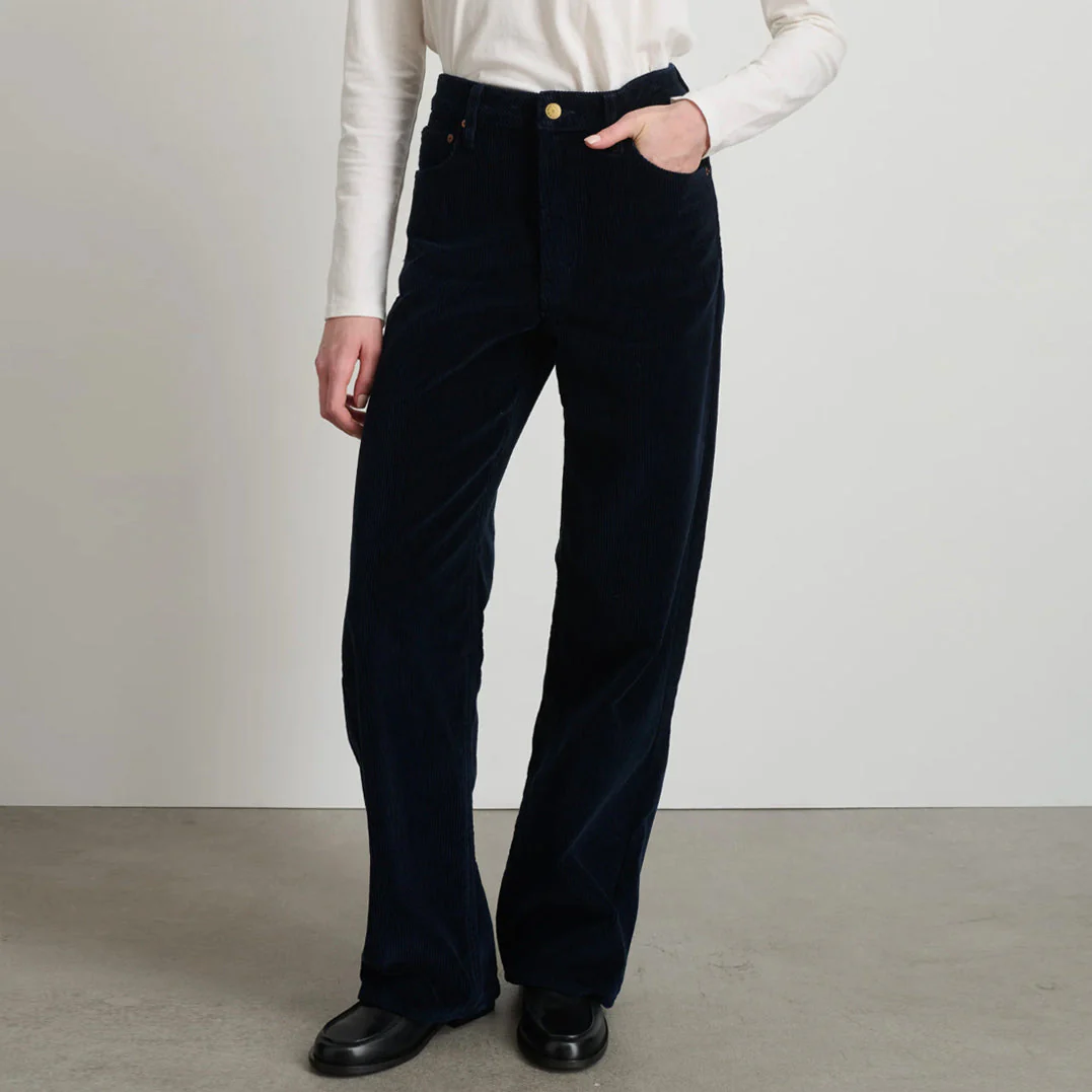 B Sides Elissa Long Trousers - Marine Corduroy
