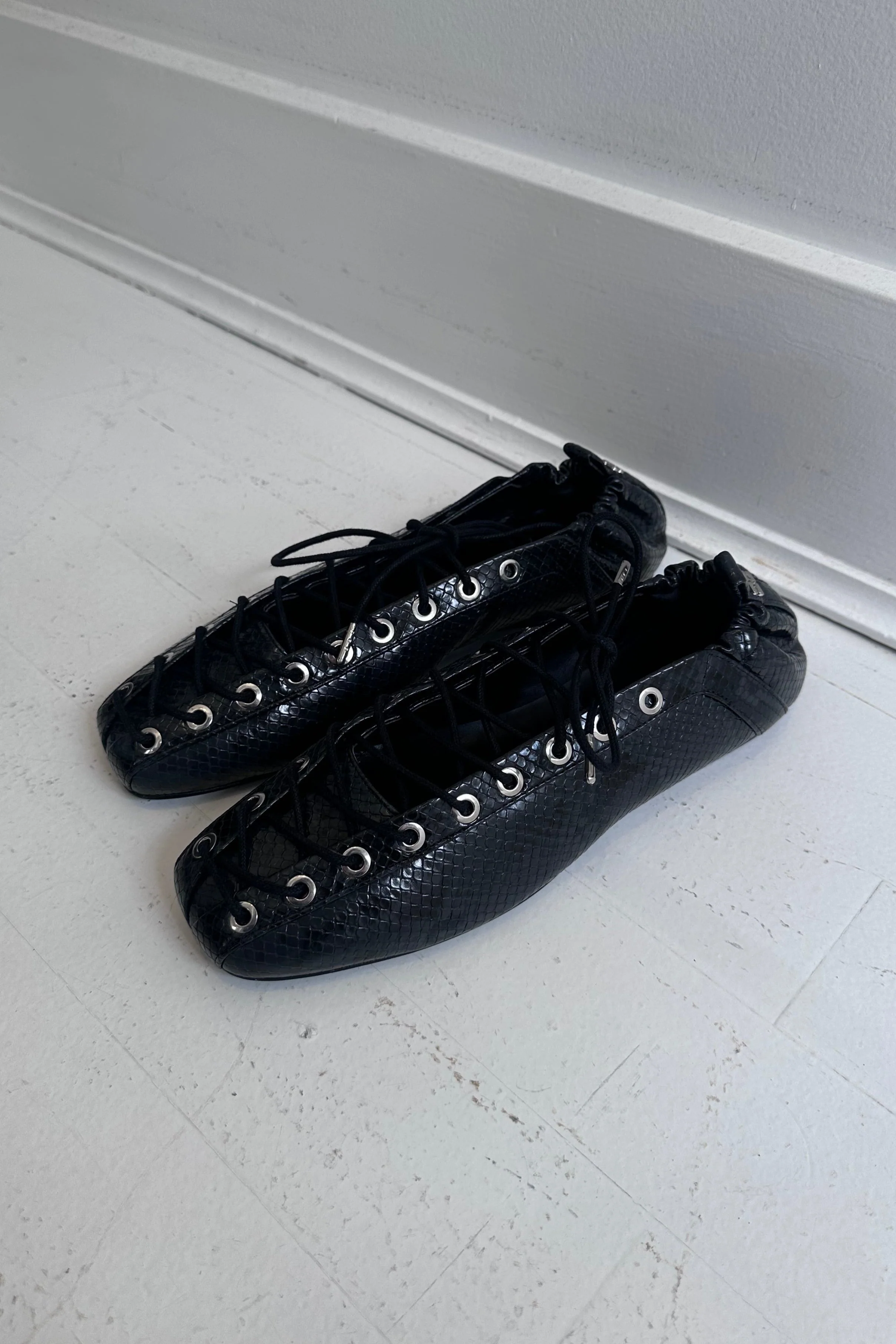 Ganni Lace Up Ballerina - Image 2